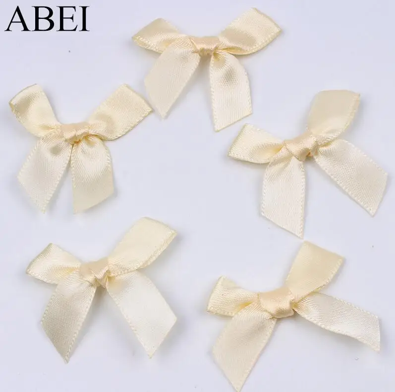 Beige 50 шт./лот атласная лента бант для скрапбукинга альбом качество DIY лук Галстуки Для Свадьба Вечерние Швейные аксессуары для художественного оформления - Цвет: Beige