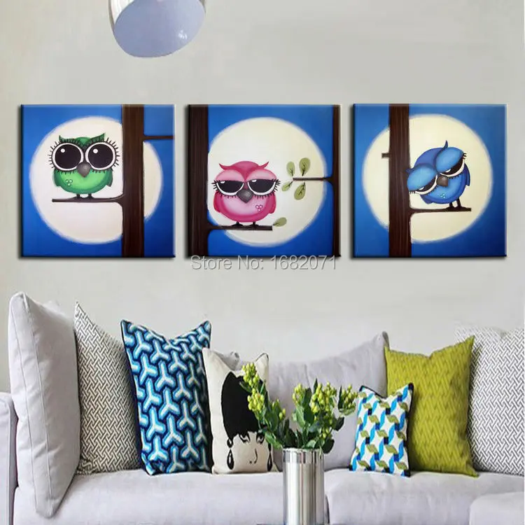Бесплатная доставка ручная роспись современная популярная смешная сова картина