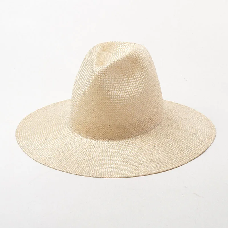 

Elegant Sisal Straw Hat Solid Summer Beach Jazz Cap Wide Brim Sun Hat for Women Men Fedora Derby Millinery Craft Hat Base