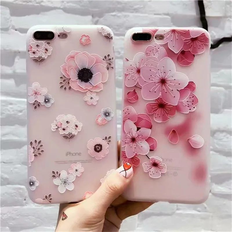 Для iphone 6s 6 8 Plus чехол для 5 5S SE x милый рельефный мультяшный Цветочный Фламинго