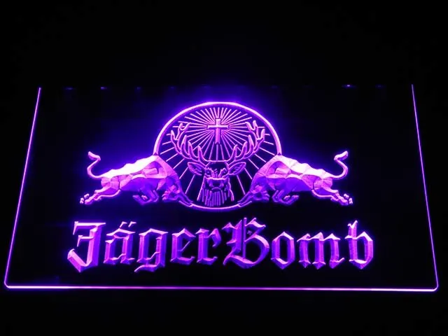 Светодиодный неоновый знак a233 Jagermeister Jager Bomb Bull Wine|Таблички и знаки| |