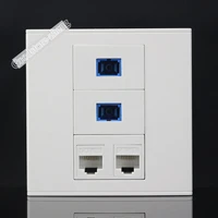 wall plate 4 ports socket 2 ports cat5e network lan 2 ports sc optical fiber outlet panel faceplate home plug adapter standard