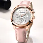 Роскошные женские часы Megir с кожаным ремешком, хронограф, кварцевые наручные часы, женские часы Relogios, лучший бренд 3Bar 2115, розовые