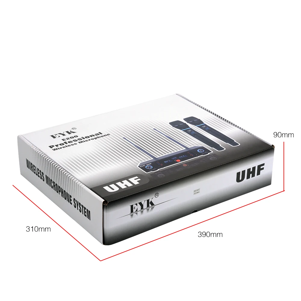 EYK E200 длинный диапазон UHF двухканальный Беспроводной микрофон Системы цельного металла ручной микрофон с новыми светильник дизайн для караоке
