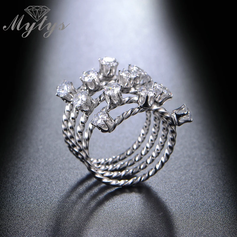 Mytys многослойное кольцо для пальцев с зубеком и цирконием женщин подарок R1081|finger