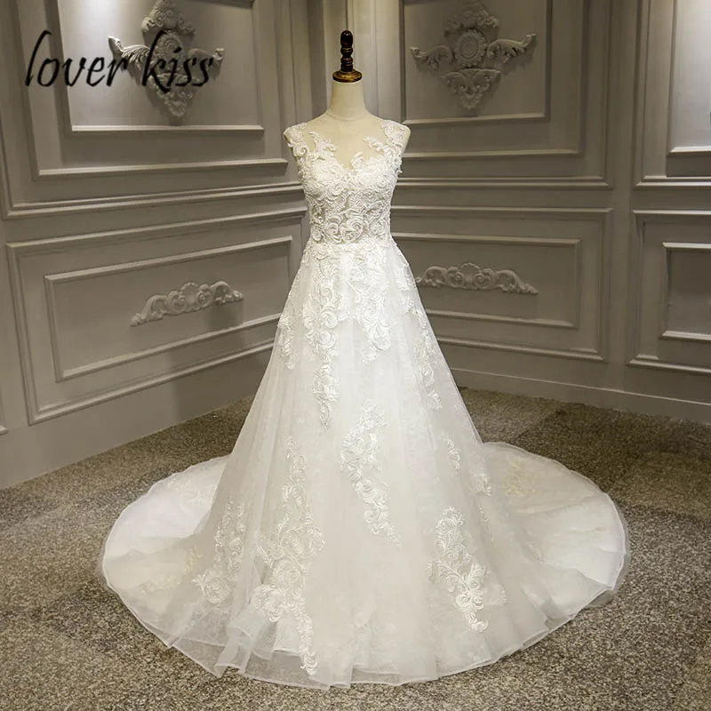 Lover Kiss Vestido De Noiva торжественное свадебное платье для невесты, летние Богемские свадебные одежды с бусинами, кружевное платье - Цвет: Слоновая кость