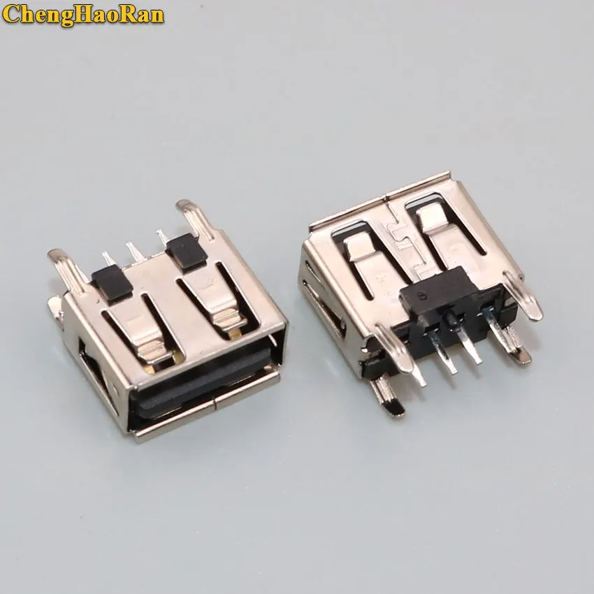 ChengHaoRan тип A плоский угол (180 градусов) гнездо USB PCB разъем usb 2 0 разъем|Соединители| |