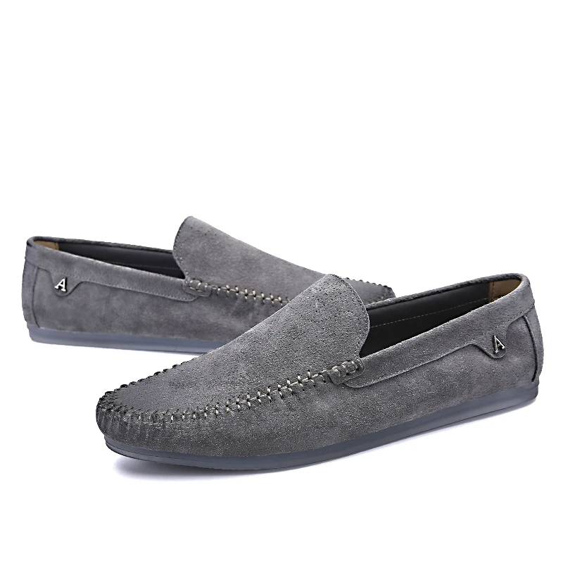 MOZOEYU Brand Fashion Spring Shoes Soft Moccasins Men Loafers High Quality Pig Suede Flats Leather Driving | Обувь
