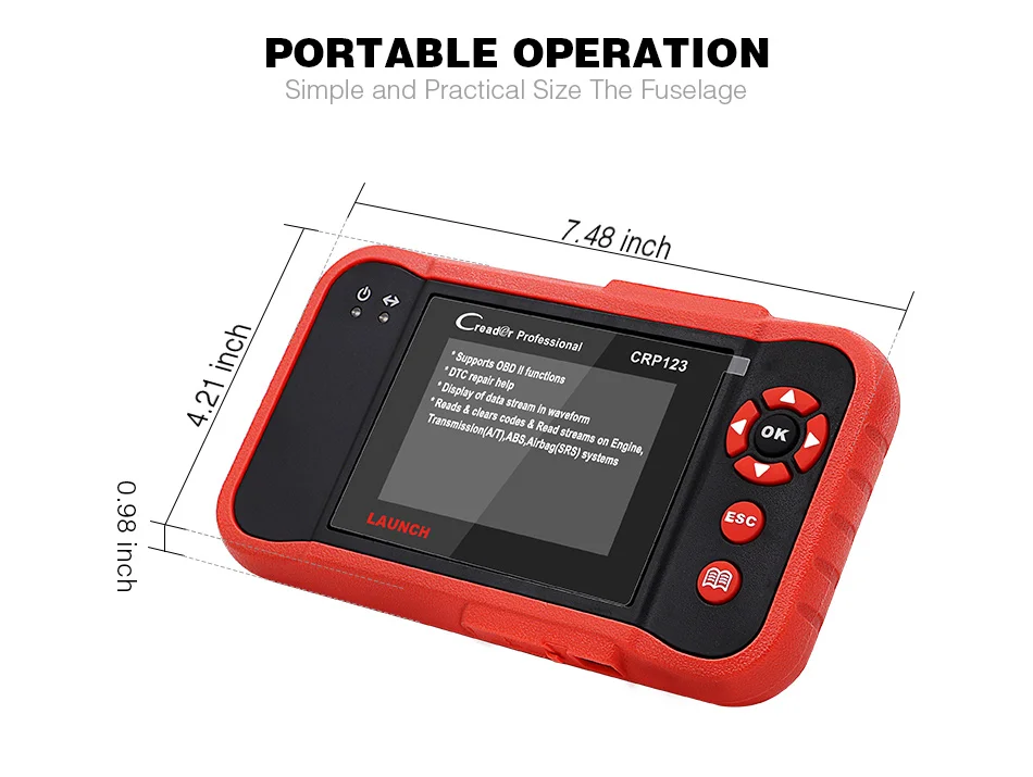 LAUNCH X431 CRP123 OBD2 автомобильный сканер ABS подушка безопасности SRS Трансмиссия двигателя автомобиля диагностический инструмент Бесплатное обновление pk Creader vii