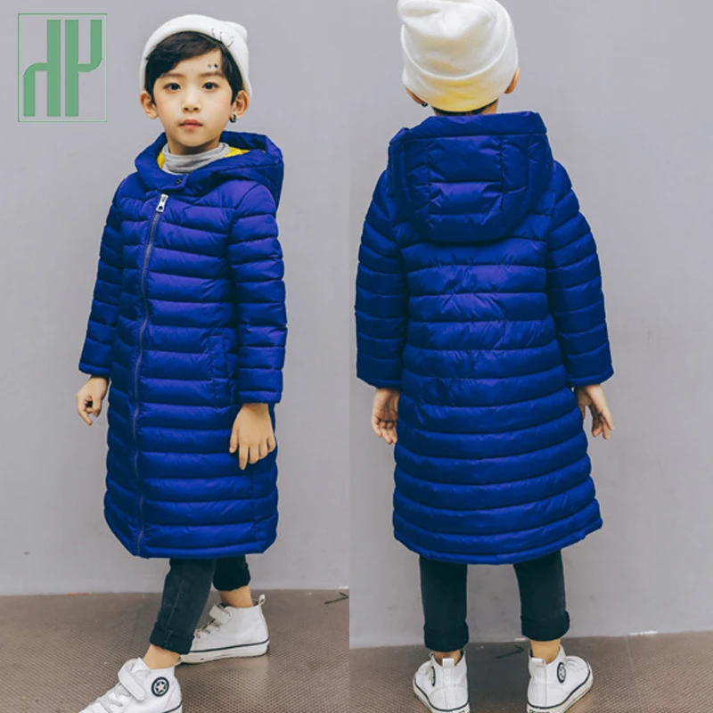 HH/Детские зимние куртки для мальчиков; Длинная Куртка на утином пуху; стеганая куртка для девочек; детская парка; теплая верхняя одежда с капюшоном; зимняя одежда