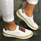 Женская обувь из дышащей кожи, большие размеры, летние женские повседневные кроссовки в стиле ретро, модные белые кроссовки из сетчатого материала на плоской платформе, 2019