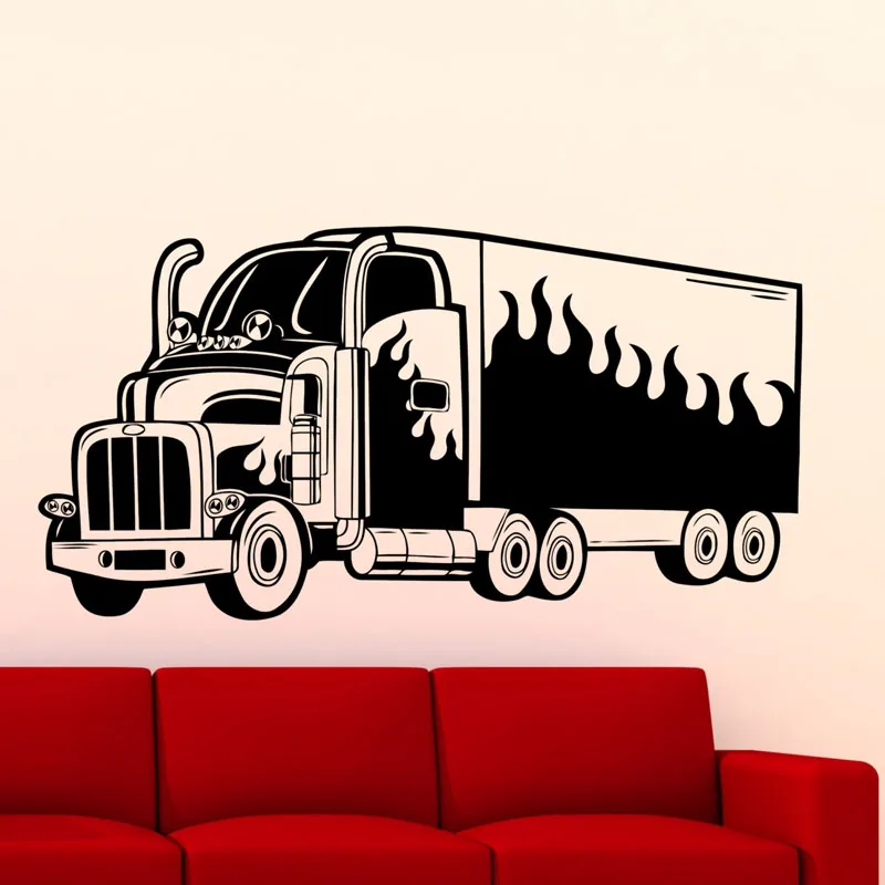 

2018 Home Decoration Accessories Art Decor Big Truck Wall Decals Vinyl Adhesive Vehicle Nursery Kids Room Home Stickers M436