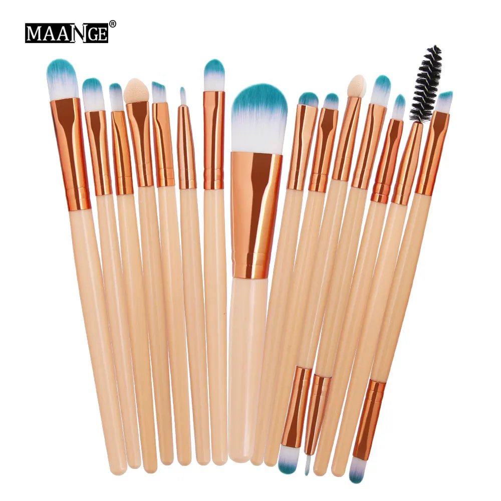 FMJ MAANGE 10/15 шт Макияж Кисть для макияжа Набор для пудры тени для глаз, подводка для глаз с ресницами, губами макияж кисть-карандаш для макияжа бровей - Handle Color: FMJ