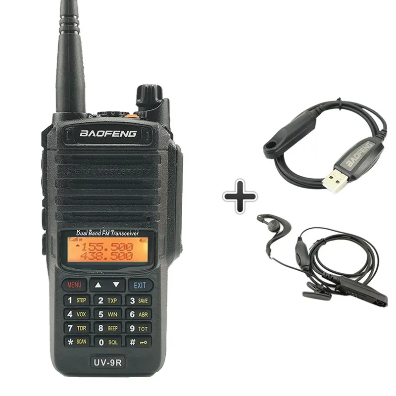 Add 1headset 1cable Baofeng UV-9R IP67 водонепроницаемая рация Uhf Vhf Ham HF портативное радио UV 9R полицейское оборудование Walky Talky профессиональное UV9R - Цвет: Add 1headset 1cable