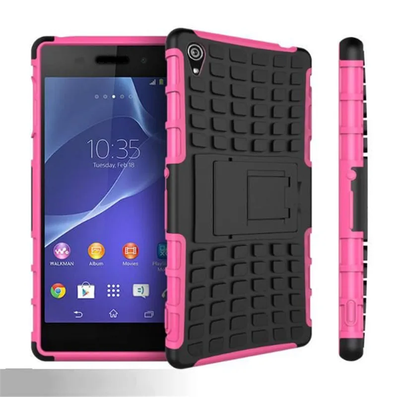 For Sony Xperia Z2 Z3 compact Z4 Z5 Premium Case Rugged Rubber Armor PC+TPU With Stand Function |