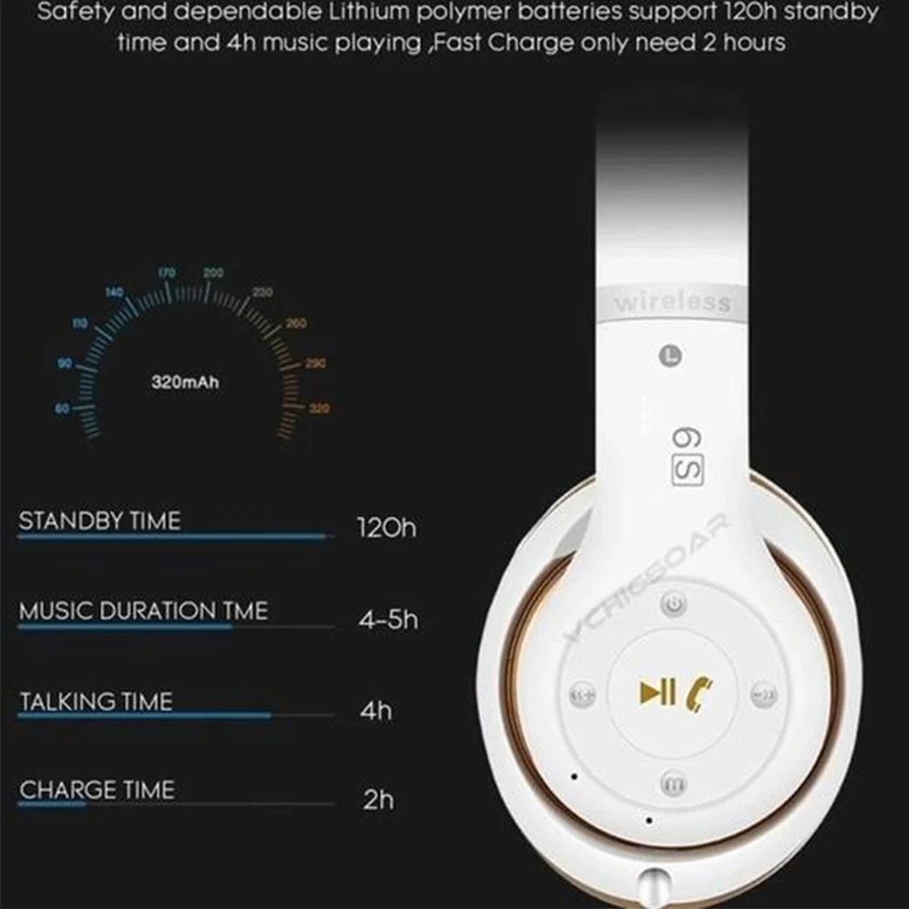 6S Беспроводные Bluetooth 4,2 наушники складные шлем аудио Hifi стерео бас гарнитура с микрофоном Поддержка TF карты FM радио