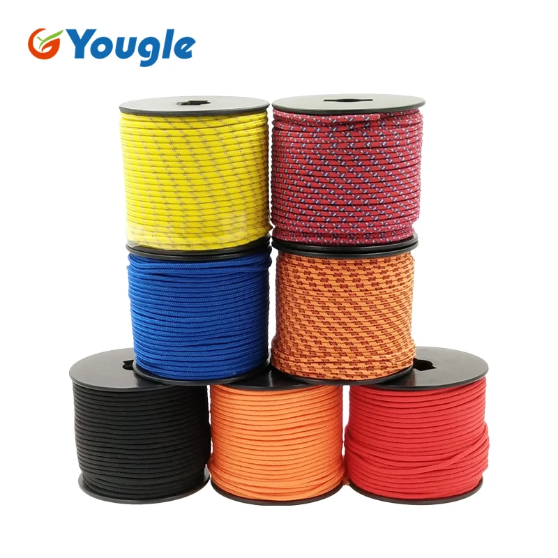 YOUGLE  5Strand 350 Paracord Parachute Cord Lanyard Rope Mil Spec  Climbing Camping Knitted Bracelet survival equipment 164FT