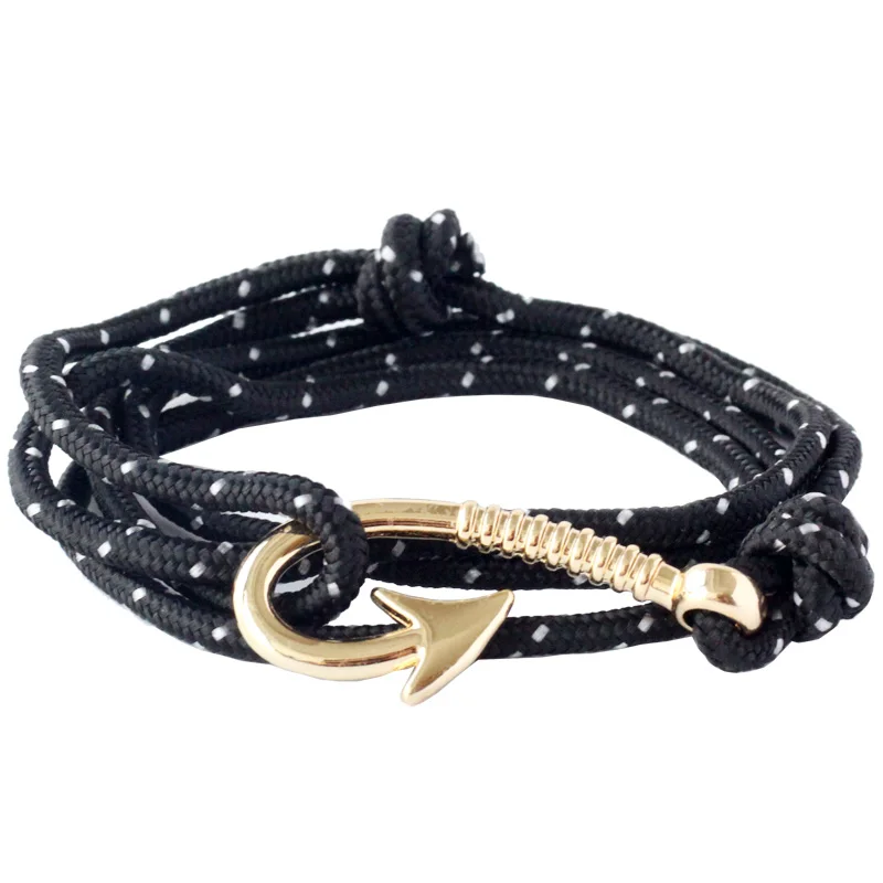 Black QingGear созданный вручную из Паракорда Регулируемый крюк браслет с подвеской крючок Тактический парашютный веревочный браслет - Цвет: Black