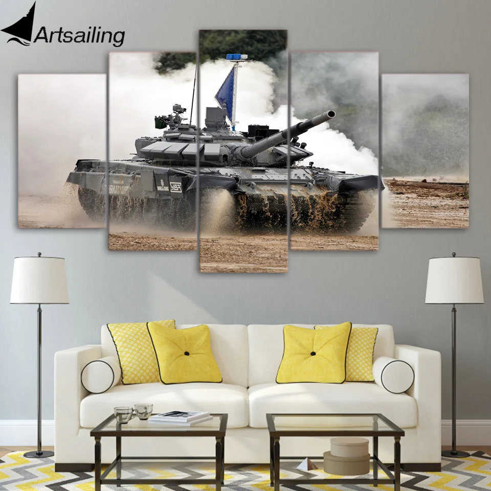 5 панелей холст с HD печатью военные танки шт. Картина Настенная живопись Декор