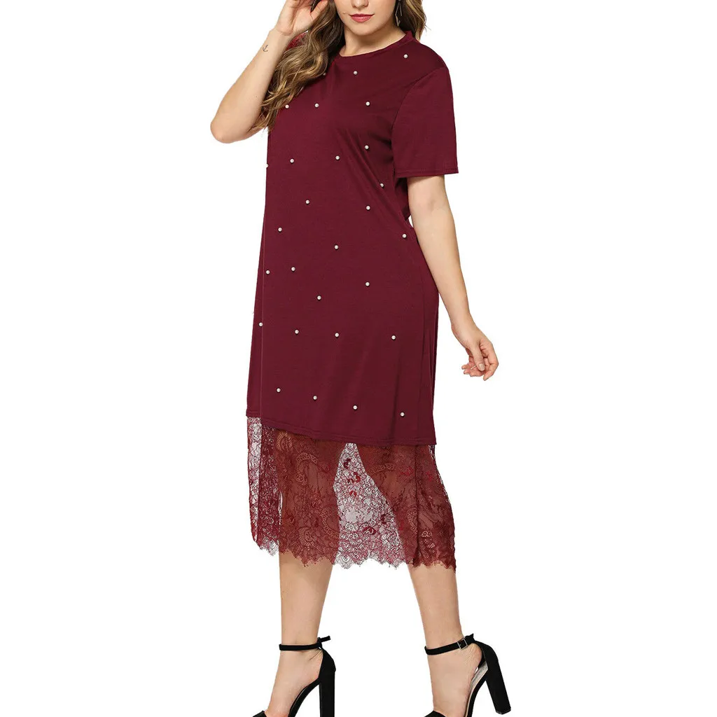 Летнее модное женское Повседневное платье в горошек а-силуэта кружевное