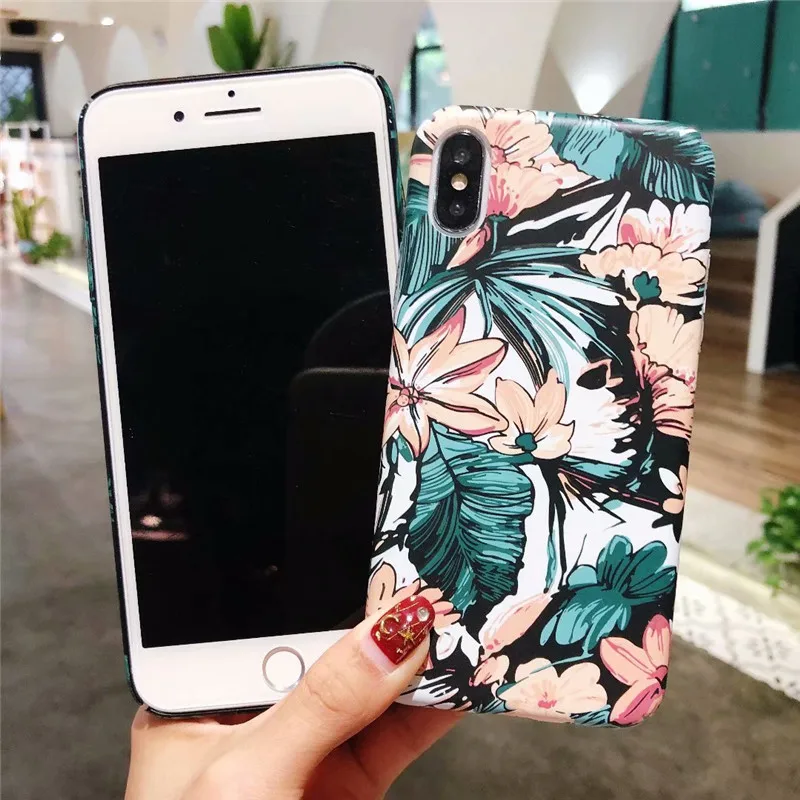 for iPhone XS Case on Max X XR 6s 7 8 Plus Cover Fundas Luxury Retro Oil Painting Flower Hard Phone Cases Coque |