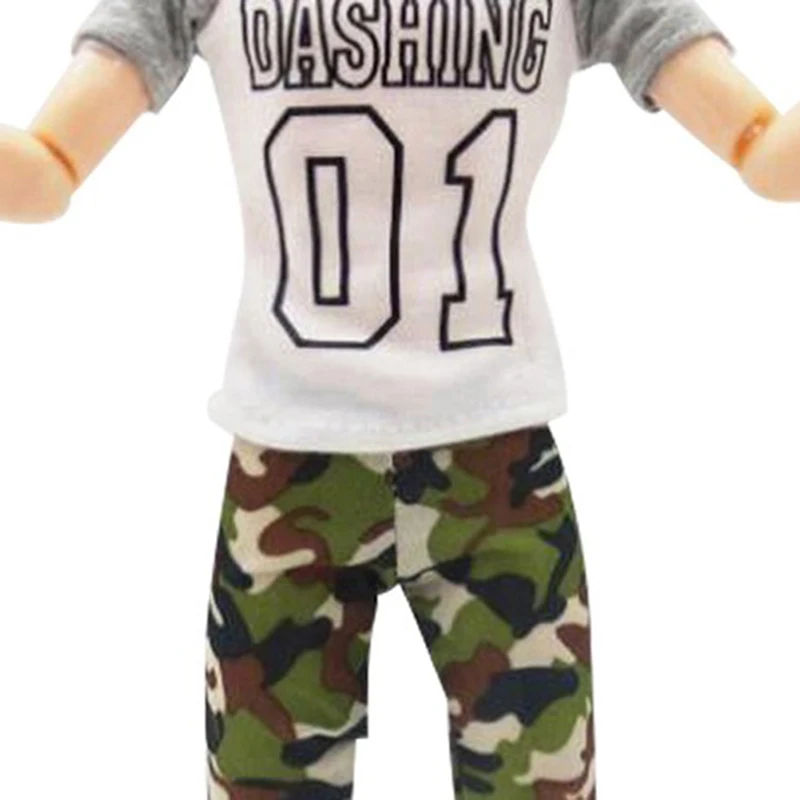 

Handmade Outfit Dress Long Jeans Trousers Daily Casual Wear Accessories Gift For Doll Cartoon Cute Pattern T-shirt