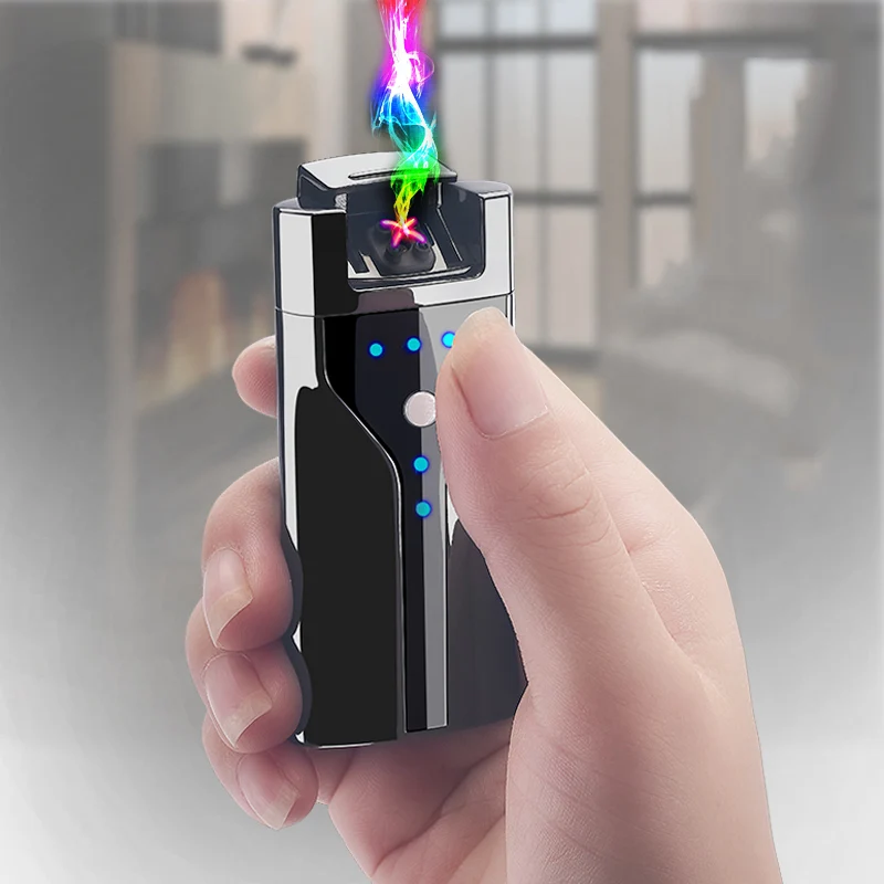 Ветрозащитная Зажигалка Usb зарядка электронная двойная дуга плазменный Пульс