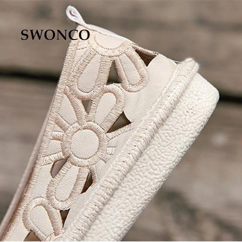 Swonco Для женщин ботинки на плоской подошве Вышивка Рыбак женской обуви 2018 Женская