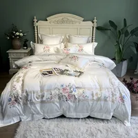 1000TC Egyptian Cotton Luxury Embroidery White Bedding Set Queen King size Super King Duvet Cover Bed sheet set parure de lit