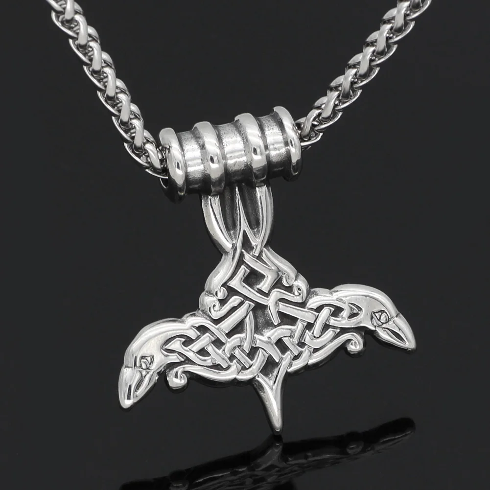 Нордический молоток Тора из нержавеющей стали Mjolnir odin raven ожерелье с подвеской в