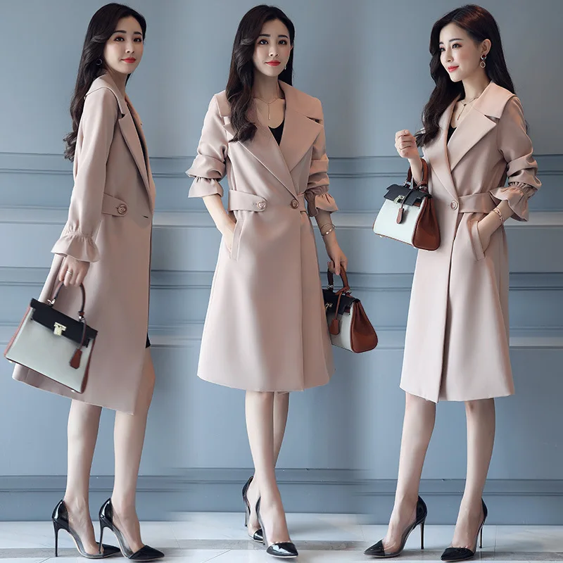 

Длинная ветровка, новинка 2018, осенняя модная повседневная куртка Джокера для выращивания морали, тонкая куртка