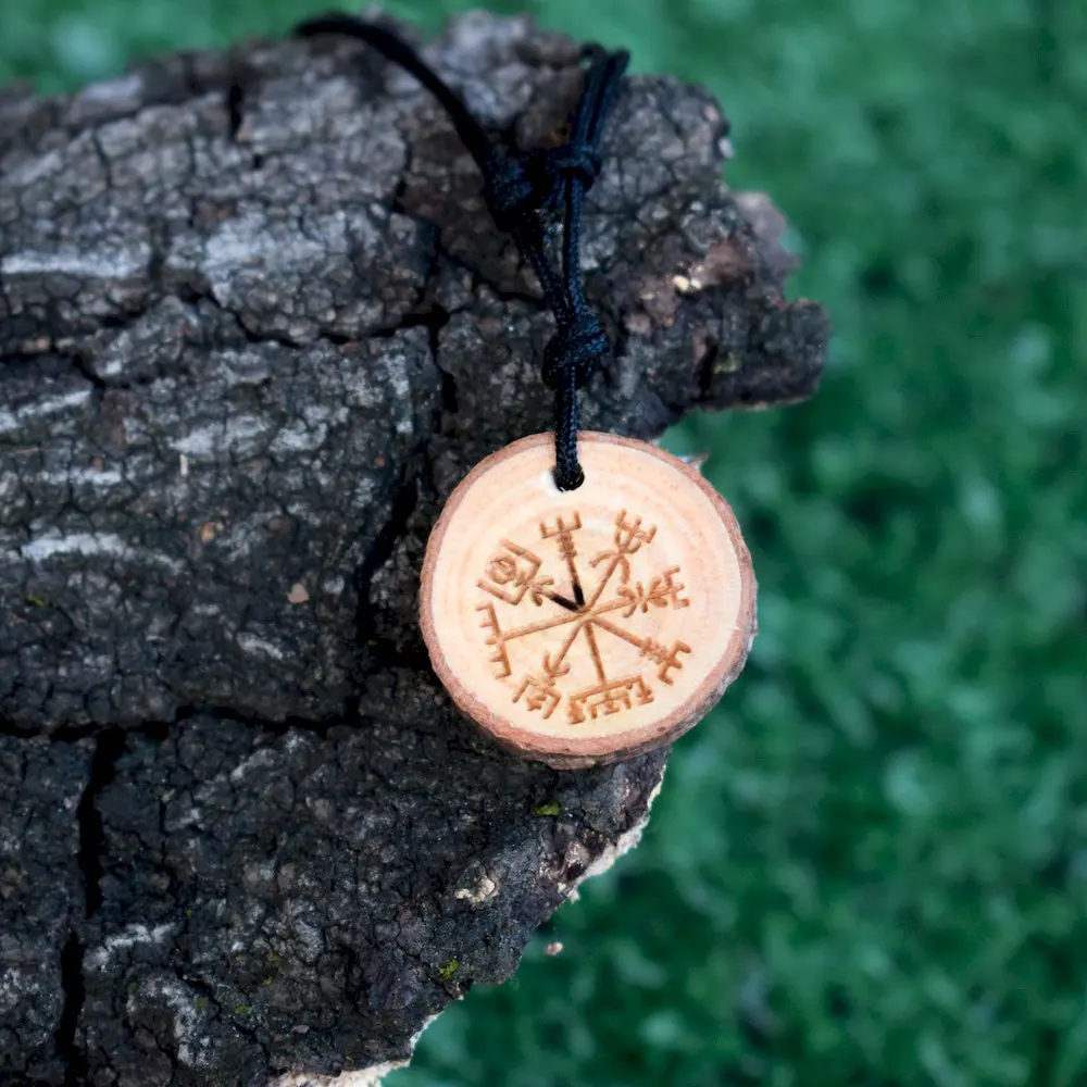 SanLan норвежский викинг Compass деревянная фотомифология Celtics Amulet|Цепочки| |