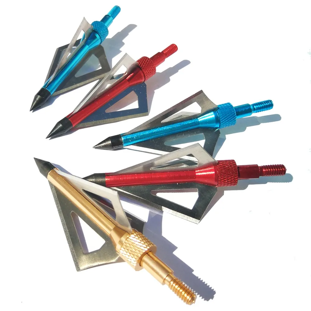 

12pcs 100 Grain Arrowhead Hunting Arrow Tip Point 3 Blades Shooting Broadhead Hunting Heads for Carbon Fiberglass Arrow