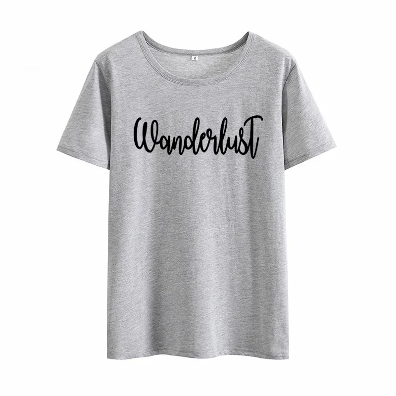 Женская футболка с круглым вырезом Wanderlust хлопковая коротким рукавом черные и