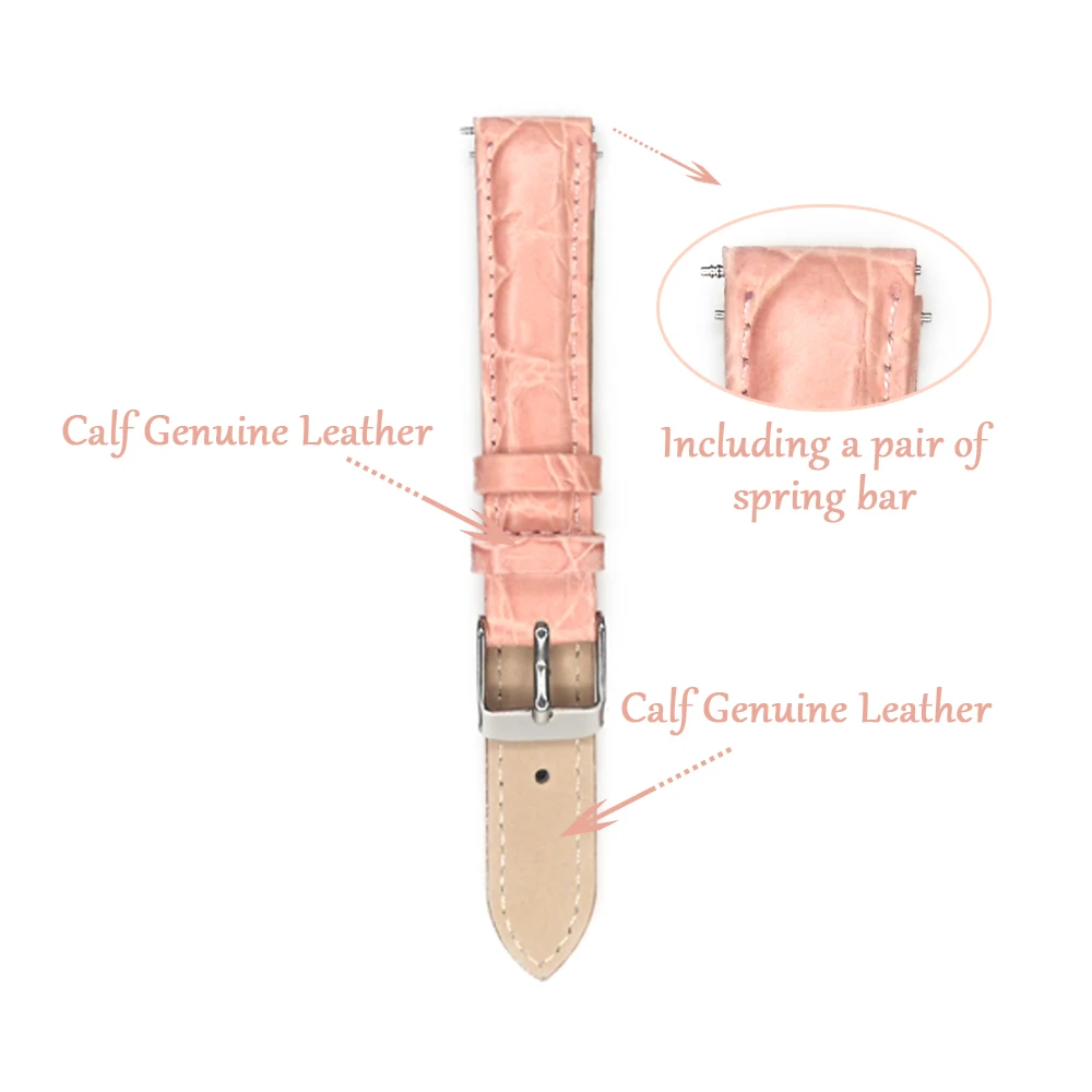 Ремешок кожаный для часов браслет из натуральной кожи с пряжкой нержавеющей