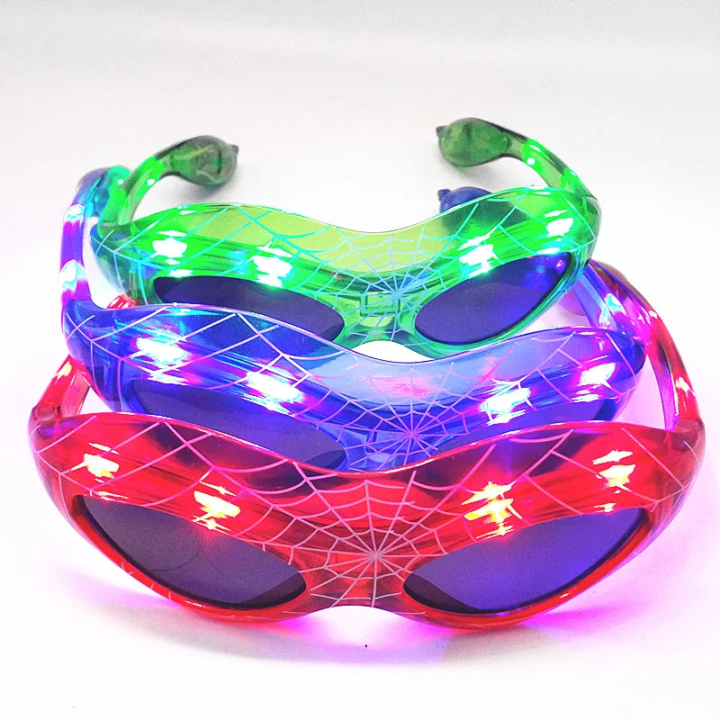 100pcs 3 Colors LED Spiderman Glasses Toy Led Flashing Light Party Supplies Kids Eyes Wear Photo Props With Battery | Дом и сад