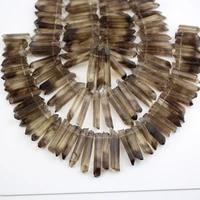 natural smoky color quartz sticks beads jewelry suppliestop drilled rough raw crystal points beads necklace