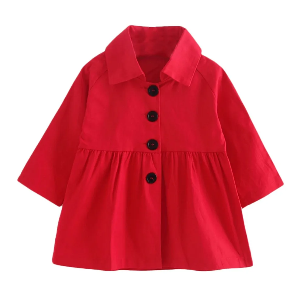 Весенне-осенняя ветровка из хлопка в английском стиле для маленьких девочек, однотонное модное длинное пальто для детей от 0 до 3 лет,# YL1