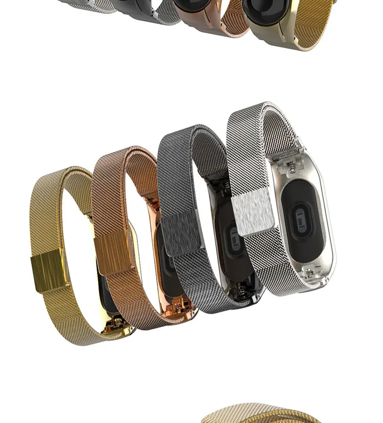 AKGLEADER For Xiaomi Band Mi 3 Milanese Bracelet Metal Strap Band With Case Smart Watchband For Xiaomi Mi Band 4 Correas de relo