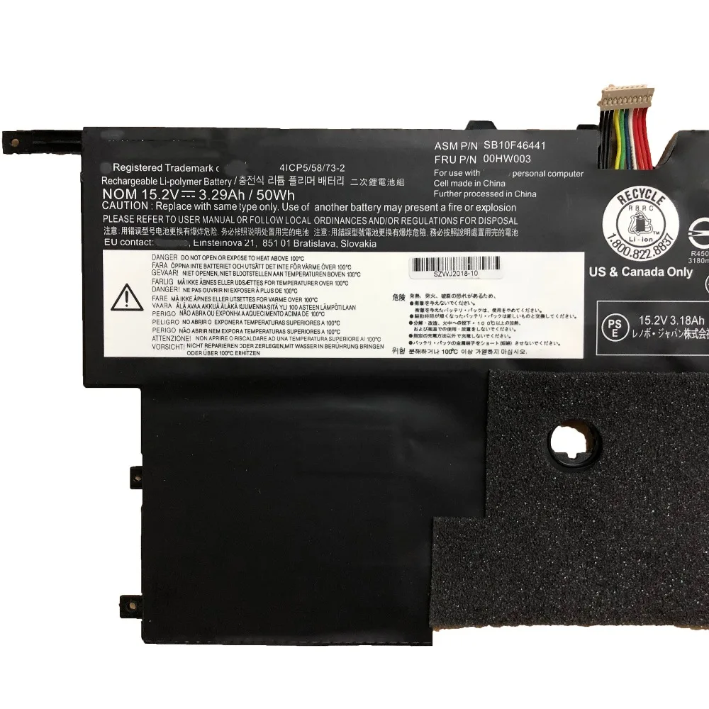Оригинальный аккумулятор для ноутбука Lenovo ThinkPad X1 Carbon Gen3 15 2 00HW003 SB10F46441 SB10F46440 2950 В 50