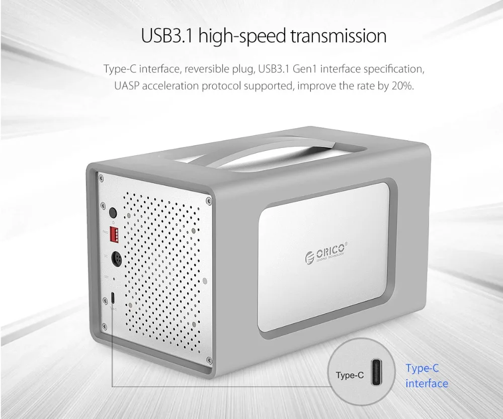 ORICO 3 5 дюймов USB3.1 4 Bay HDD корпус Поддержка 40 ТБ хранение Гбит/с UASP алюминий с