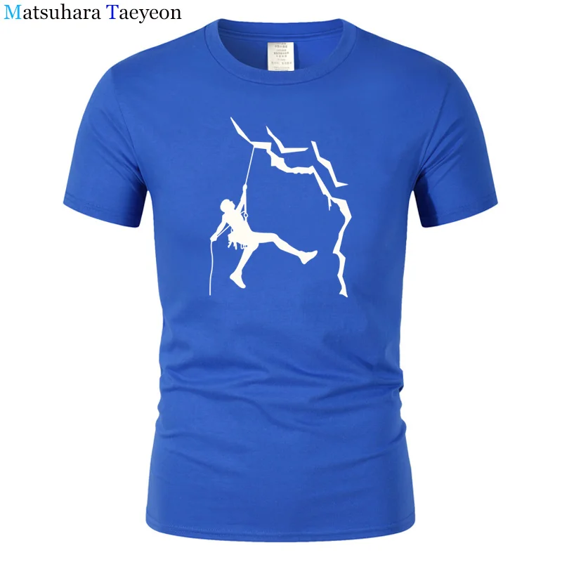 

New Men Climb T Shirt Men Casual Cotton Summer Short Sleeve Funny Mountain T-shirt Mans Tshirt Clothing T66