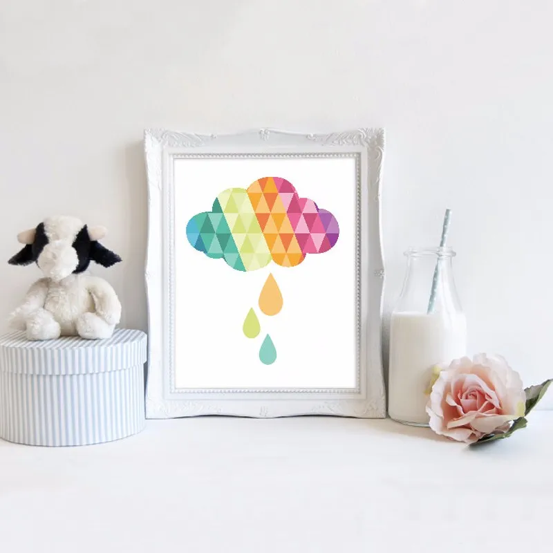 Геометрическое облако детское настенное искусство красочные облака современное