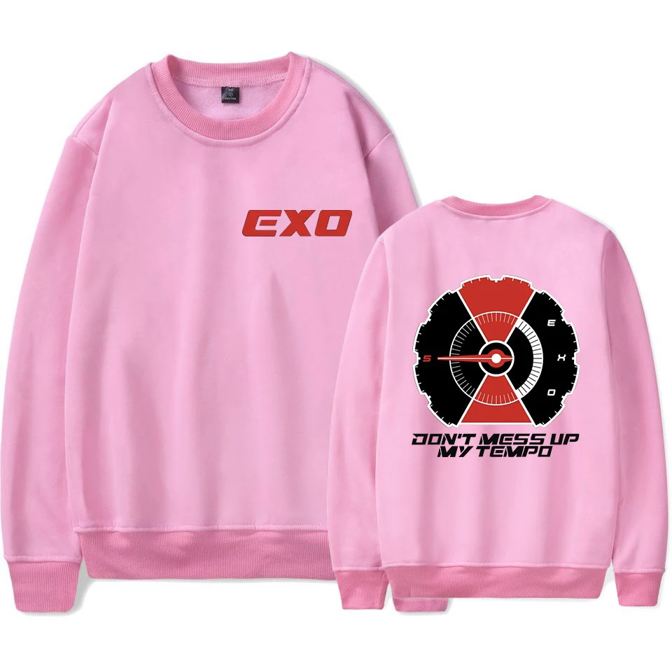 EXO новинка 2018 модная толстовка с буквенным принтом круглым вырезом и длинными