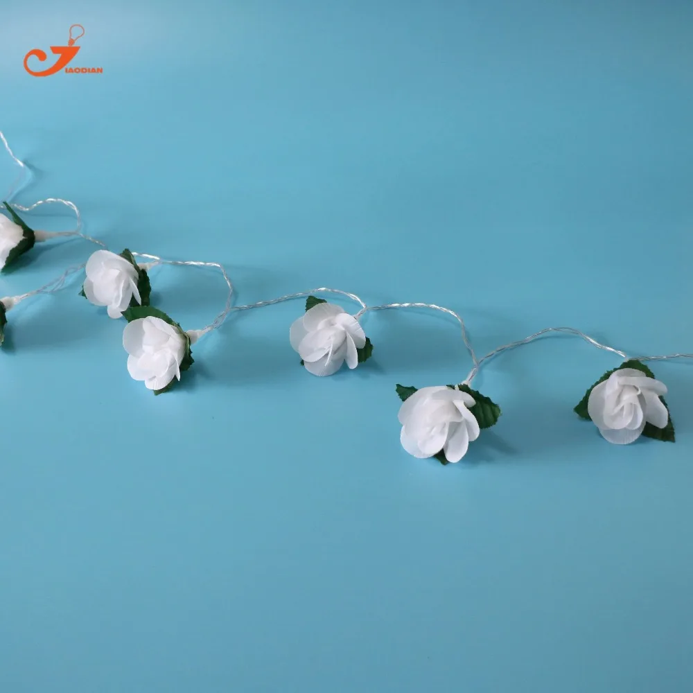 Белая Роза Строка сказочных огней 10 шт. цветок LED освещение праздника украшение