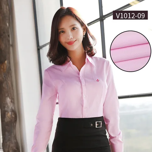 Dudalina кофточка Blusa Roupas Camisa Feminina Manga Longa рубашка длинный рукав вышивка формальный Топ элегантная женская рубашка - Цвет: XSF-V1012-9PINK-P