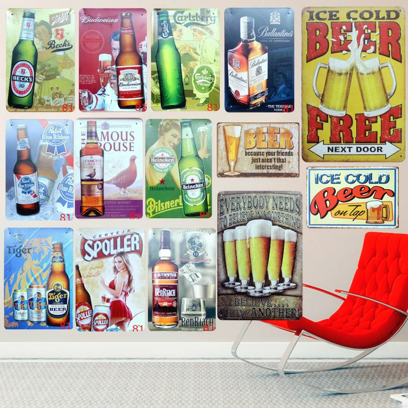 Бесплатная доставка холодное пиво винтажные металлические оловянные знаки
