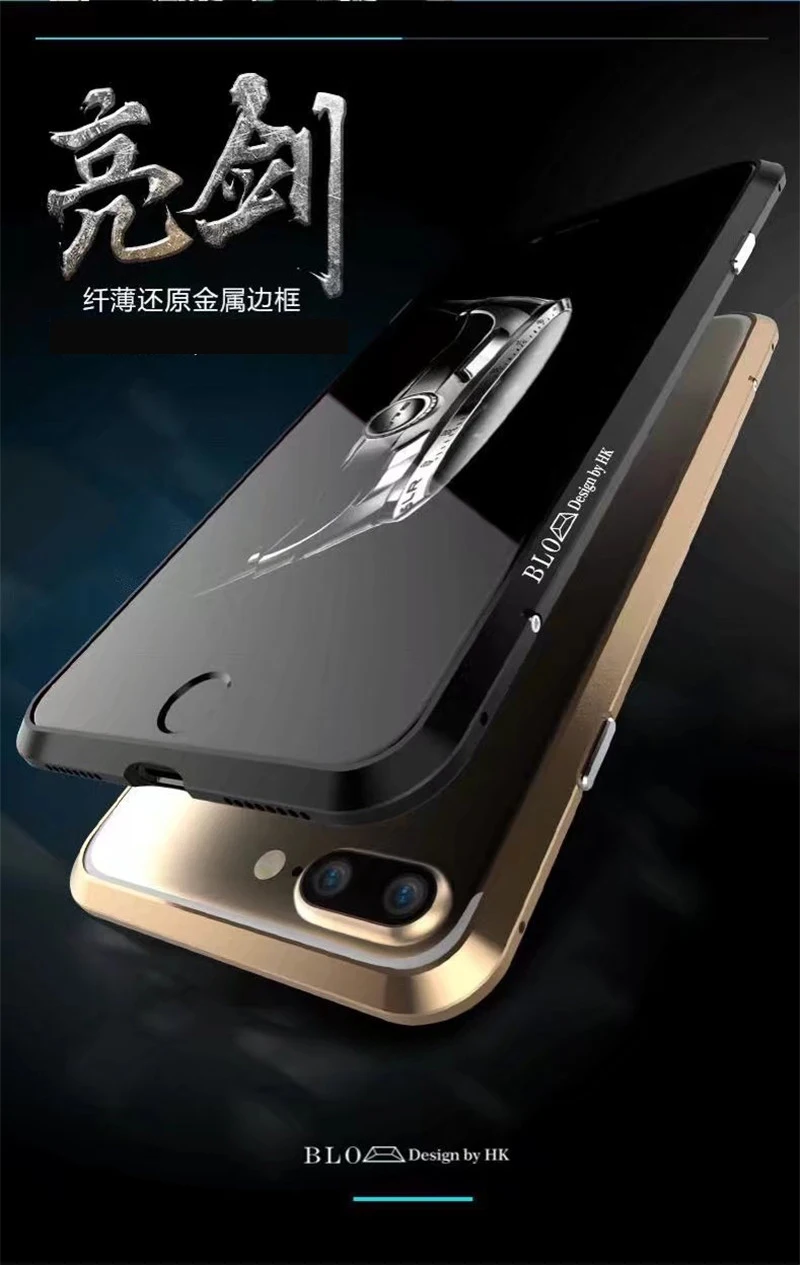 Роскошный бренд BOBYT Алюминиевый металлический бампер для iPhone 8 7 Plus чехол в форме колонки рамка с металлической кнопкой
