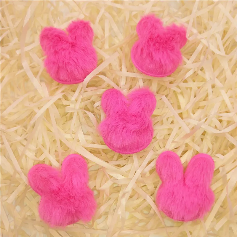50pcs Plush Patches Rabbit Hair Embellishment Rabbit Head Appliques for Clothing Craft Sewing Supplies DIY Hair Clips Ornament