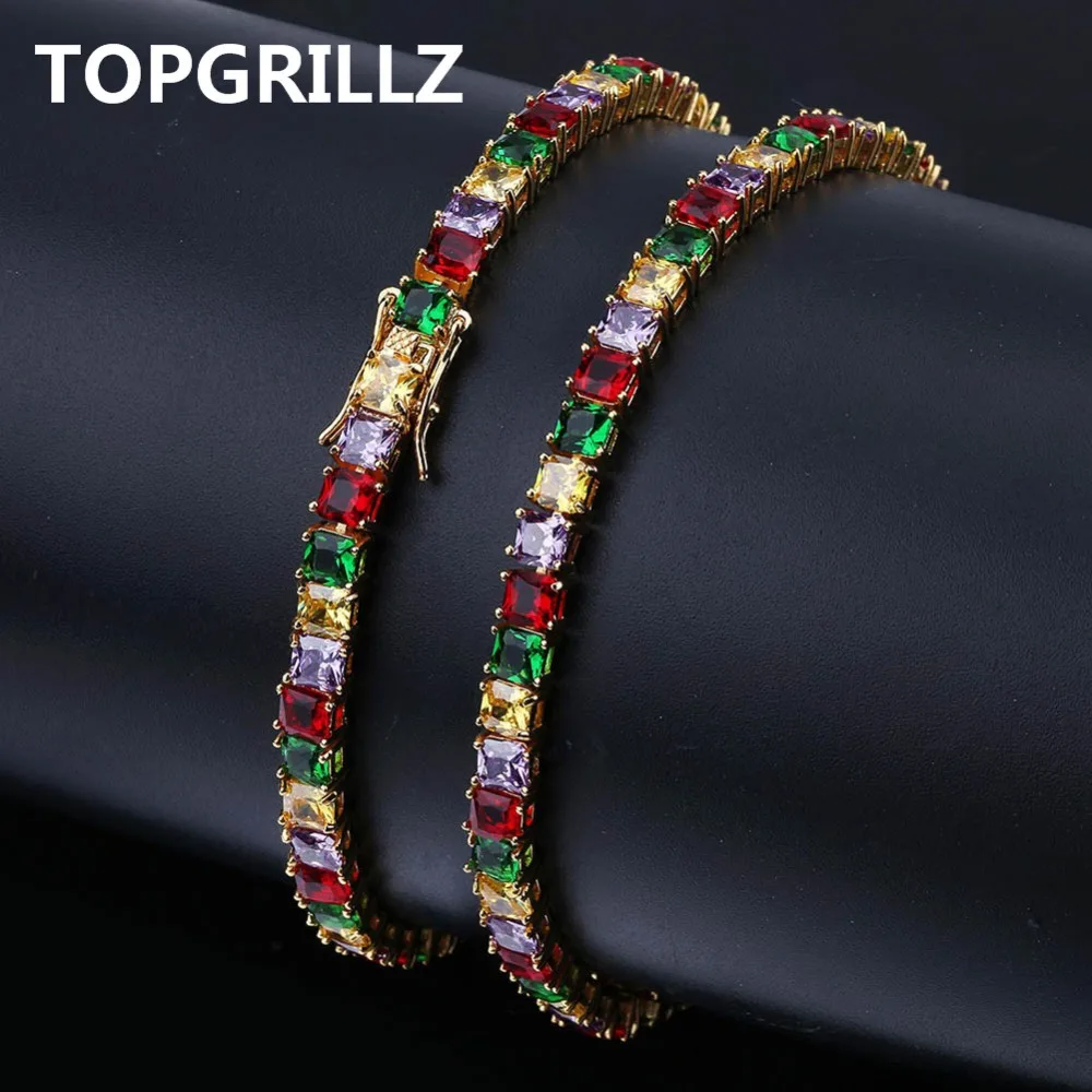 TOPGRILLZ позолоченный/серебряный браслет в стиле хип хоп с микрозакрепкой фианитами